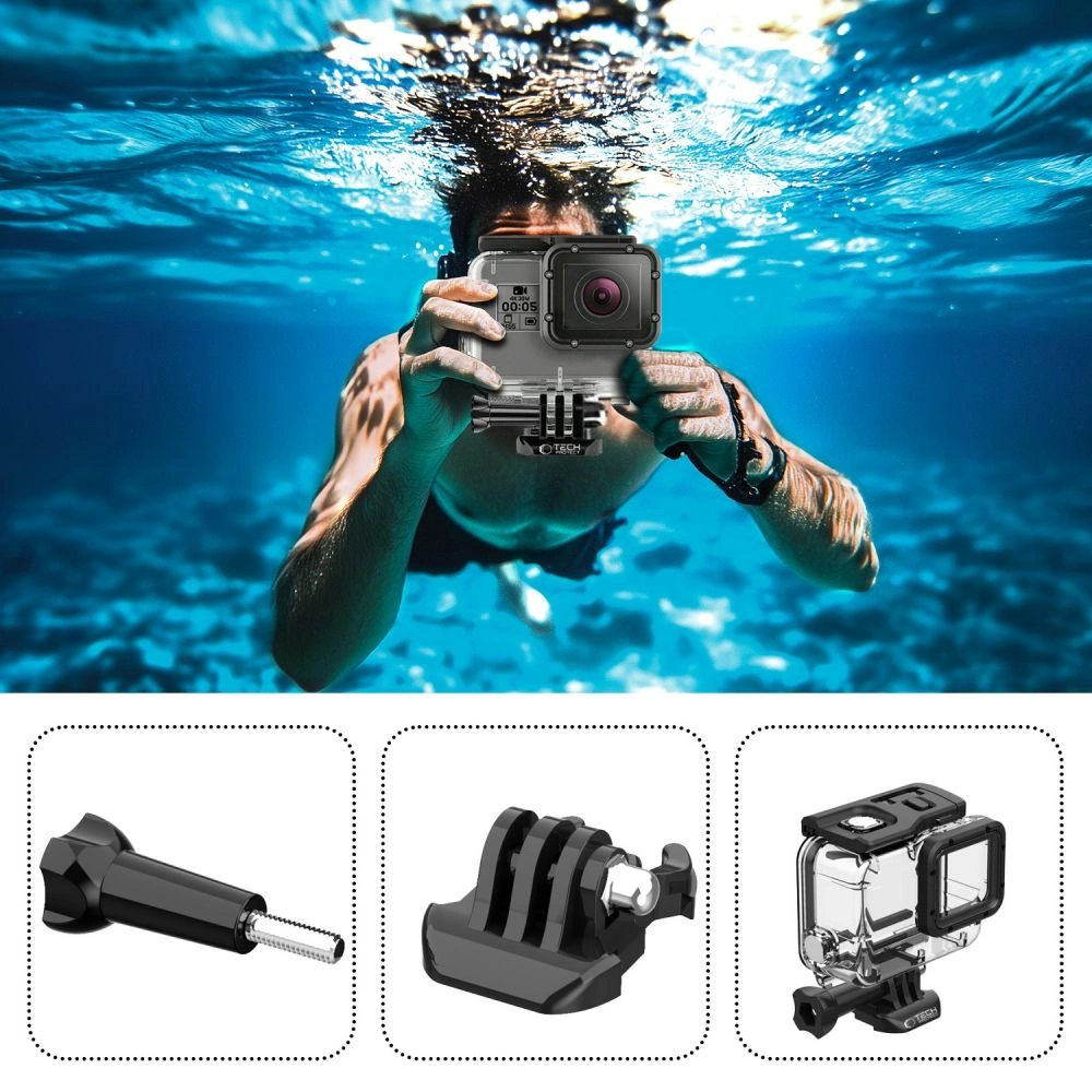 GoPro Hero 5 / 6 / 7 Tech-Protect GA200 atsparus vandeniui dėklas - permatomas 1 GoPro Hero 5 / 6 / 7 Tech-Protect GA200 atsparus vandeniui dėklas - permatomas 1
