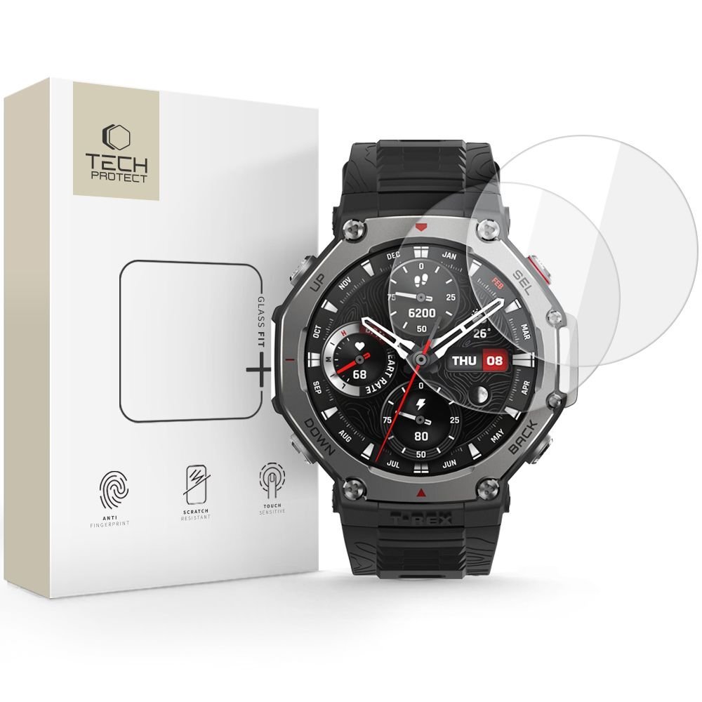 Amazfit T-Rex 3 Pro 48mm Tech-Protect Glass Fit+ grūdintas stiklas (2 vnt.) – skaidrus