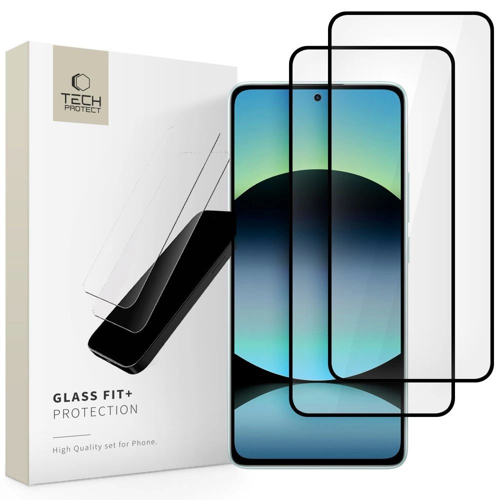 Tech-Protect Glass Fit+ (2 vnt.) grūdintas stiklas skirtas Xiaomi Redmi Note 14 4G / 5G – juodas