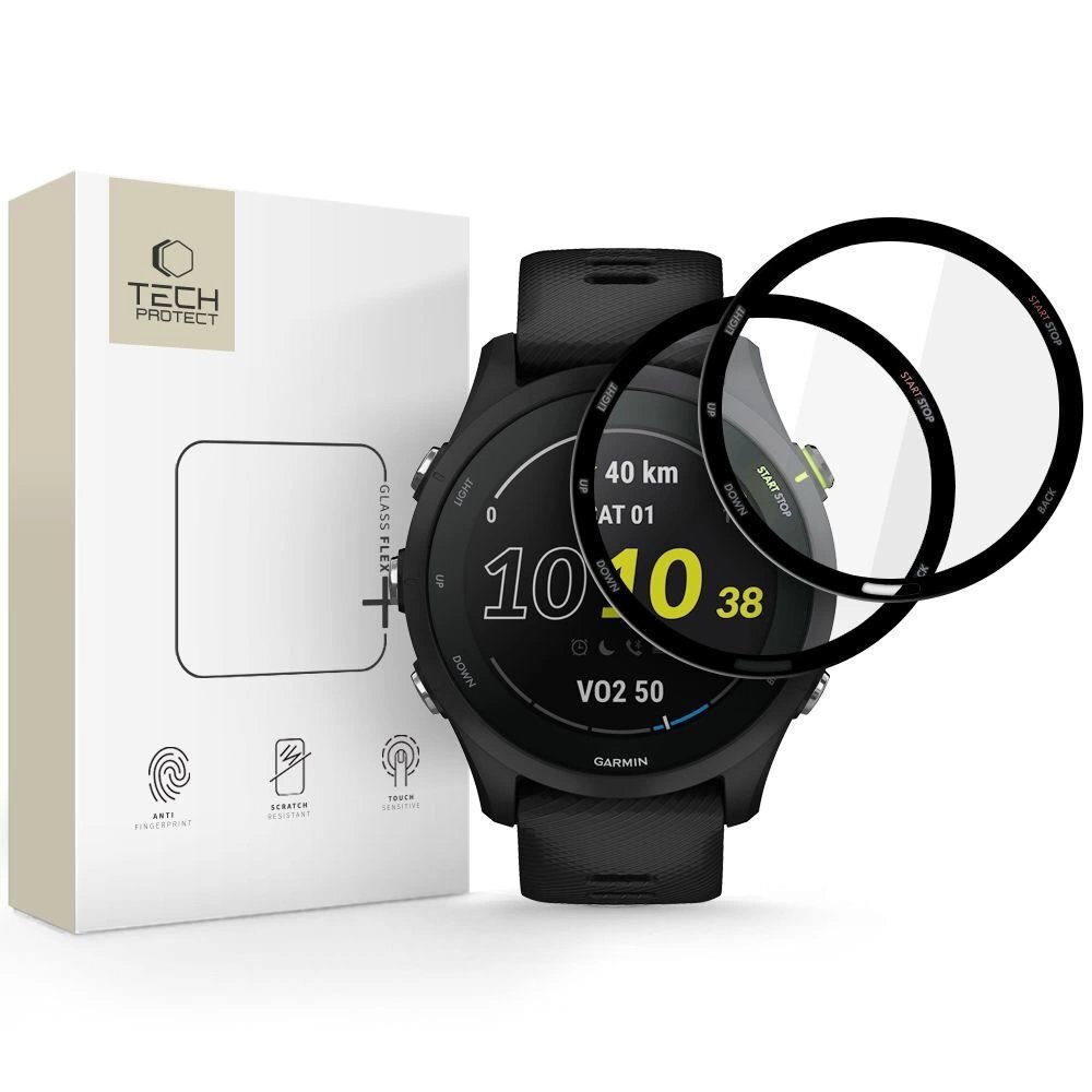 Garmin Forerunner 225 / 255 Music Tech-Protect Glass Flex+ hibridinis stiklas (2 vnt.) – juodas