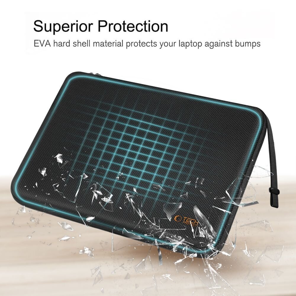15–16" nešiojamojo kompiuterio Tech-Protect Hardpouch dėklas – juodas / oranžinis 5