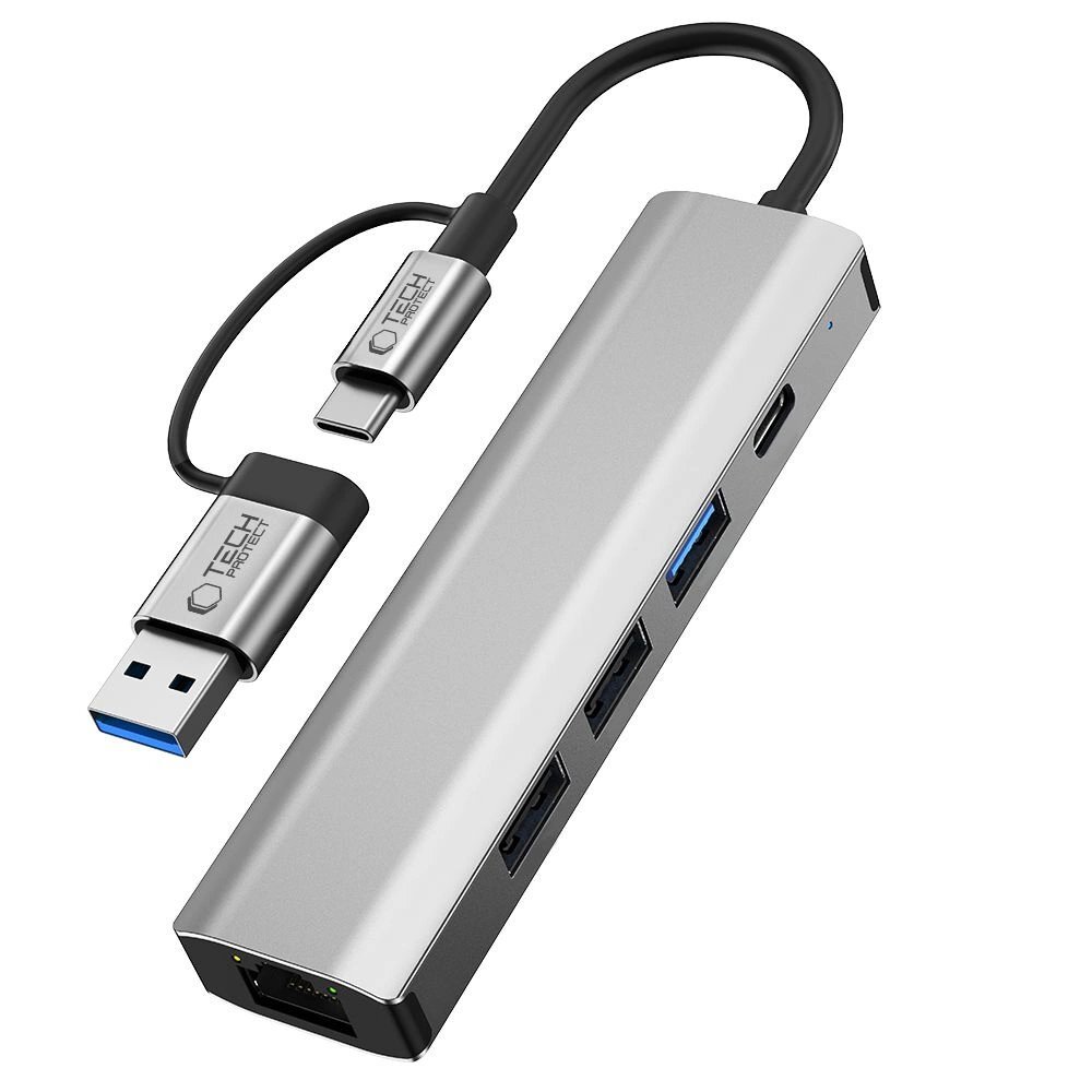 USB-C HUB adapteris Tech-Protect HB03 5in1 (USB2.0 + USB3.0 + RJ45) – pilkas 2 USB-C HUB adapteris Tech-Protect HB03 5in1 (USB2.0 + USB3.0 + RJ45) – pilkas 2