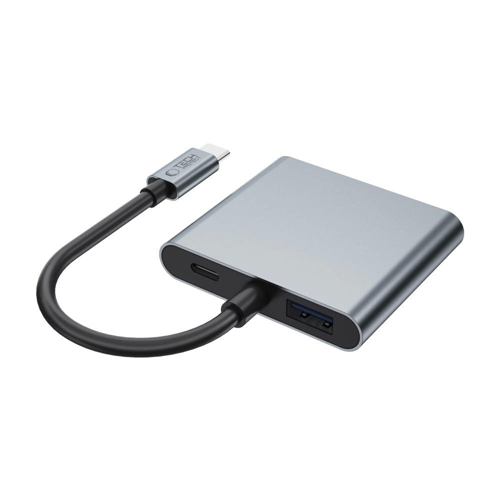 USB-C HUB adapteris Tech-Protect HB08 4in1 (USB2.0 + 2x HDMI 4K 60Hz) – pilkas 2