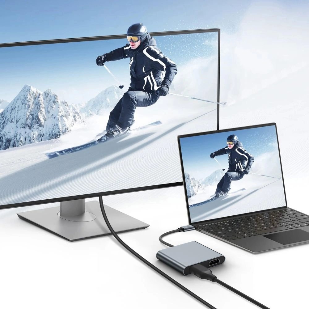 USB-C HUB adapteris Tech-Protect HB08 4in1 (USB2.0 + 2x HDMI 4K 60Hz) – pilkas 4 USB-C HUB adapteris Tech-Protect HB08 4in1 (USB2.0 + 2x HDMI 4K 60Hz) – pilkas 4