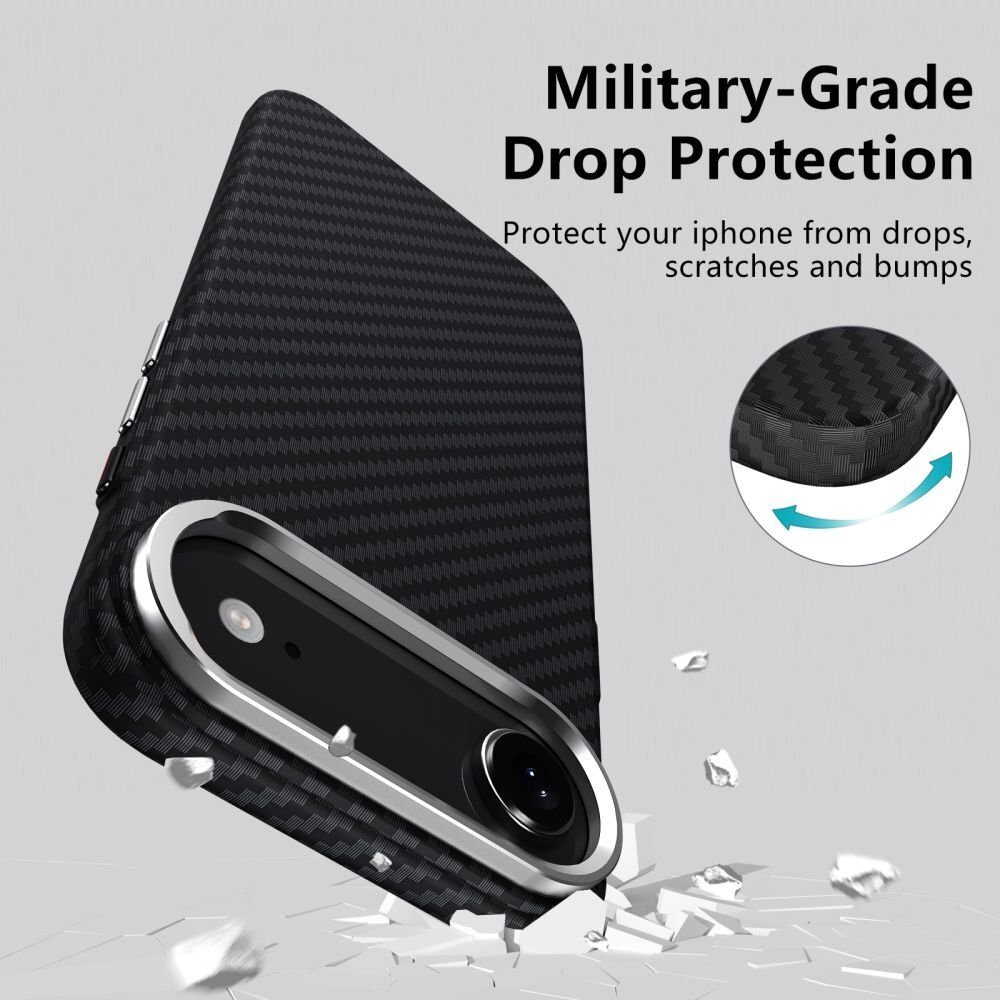 iPhone 17 Air dėklas Tech-Protect Ion Carbon MagSafe – juodas ir sidabrinis 3