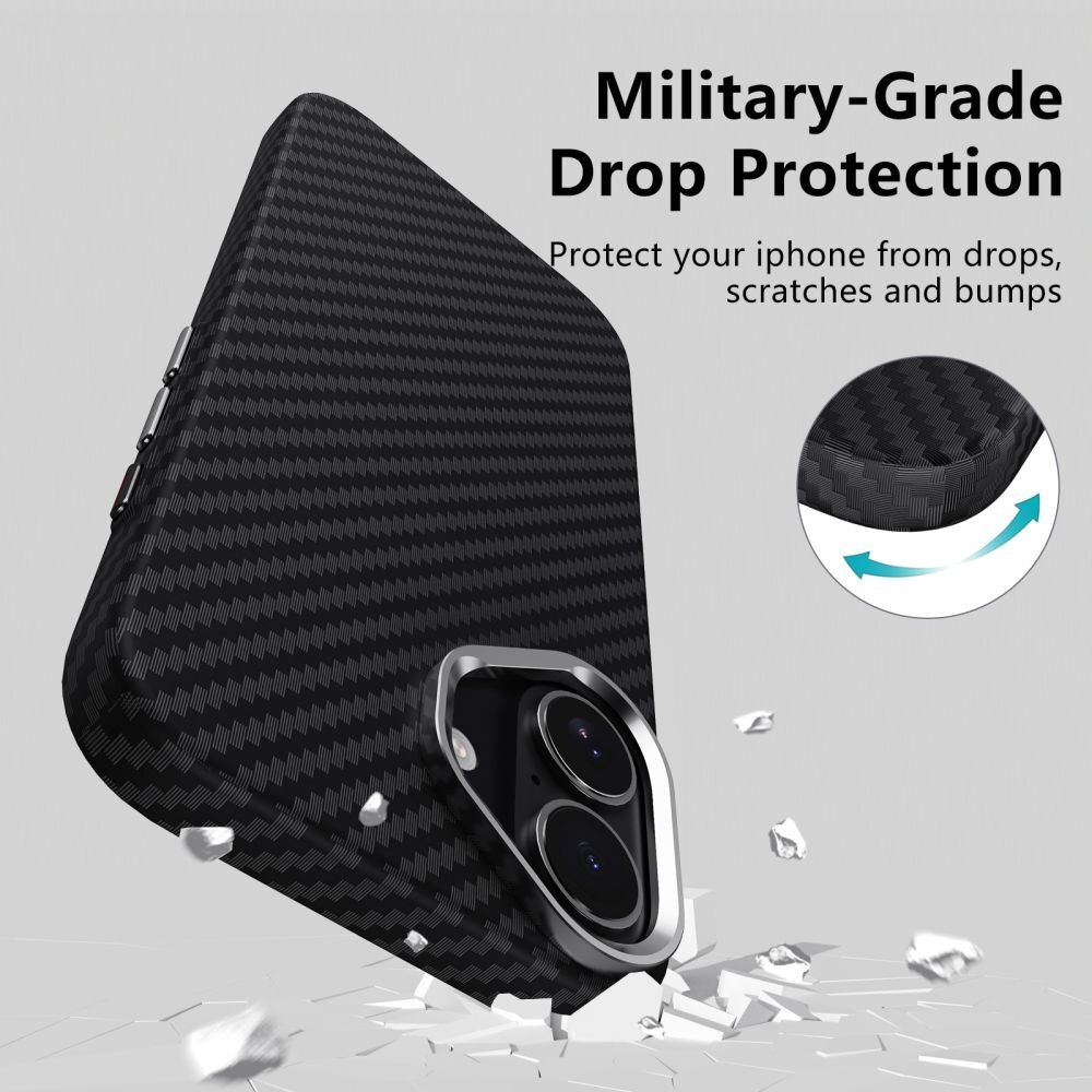 iPhone 17 dėklas Tech-Protect Ion Carbon su MagSafe – juoda ir sidabrinė 3