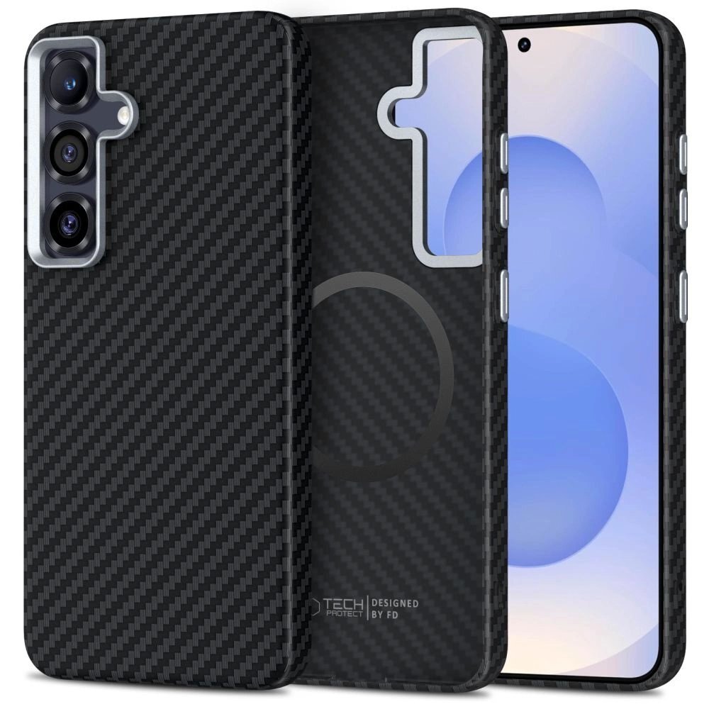 Samsung Galaxy S25 dėklas Tech-Protect Ion Carbon su MagSafe – juodas