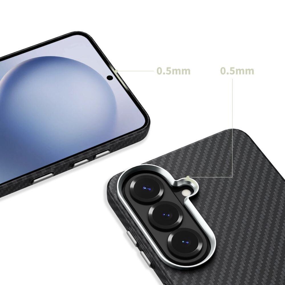 Samsung Galaxy S26 Tech-Protect Ion Carbon MagSafe dėklas – juodas ir sidabrinis 3