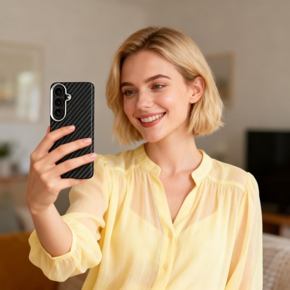 Samsung Galaxy S26 Tech-Protect Ion Carbon MagSafe dėklas – juodas ir sidabrinis 7