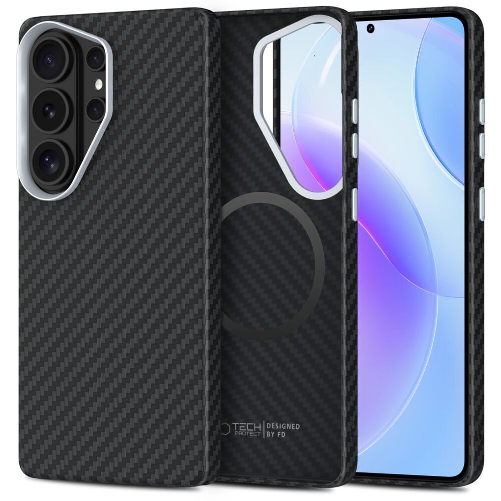 Samsung Galaxy S26 Ultra Tech-Protect Ion Carbon MagSafe dėklas – juodas ir sidabrinis Samsung Galaxy S26 Ultra Tech-Protect Ion Carbon MagSafe dėklas – juodas ir sidabrinis