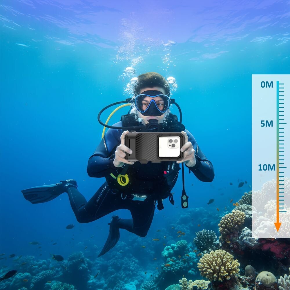 Tech-Protect IPX8 Pro vandeniui atsparus telefono dėklas – pilkas ir juodas 7