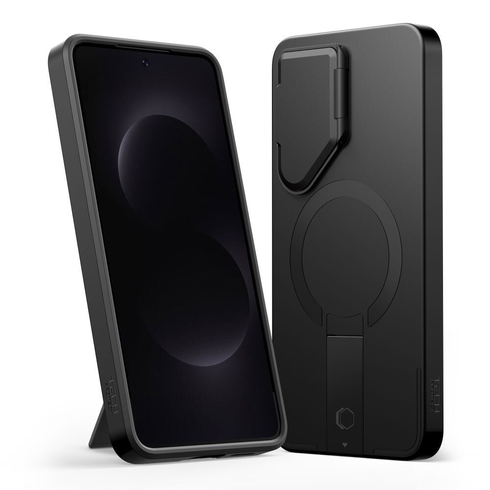 Samsung Galaxy S26 Tech-Protect Kevlar Aura MagSafe dėklas – juodas ir oranžinis 1