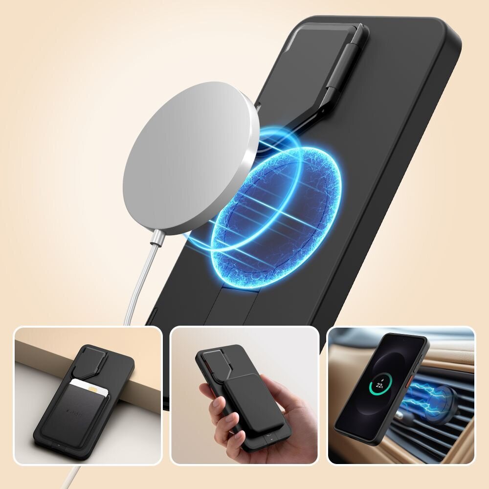 Samsung Galaxy S26 Tech-Protect Kevlar Aura MagSafe dėklas – juodas ir oranžinis 2