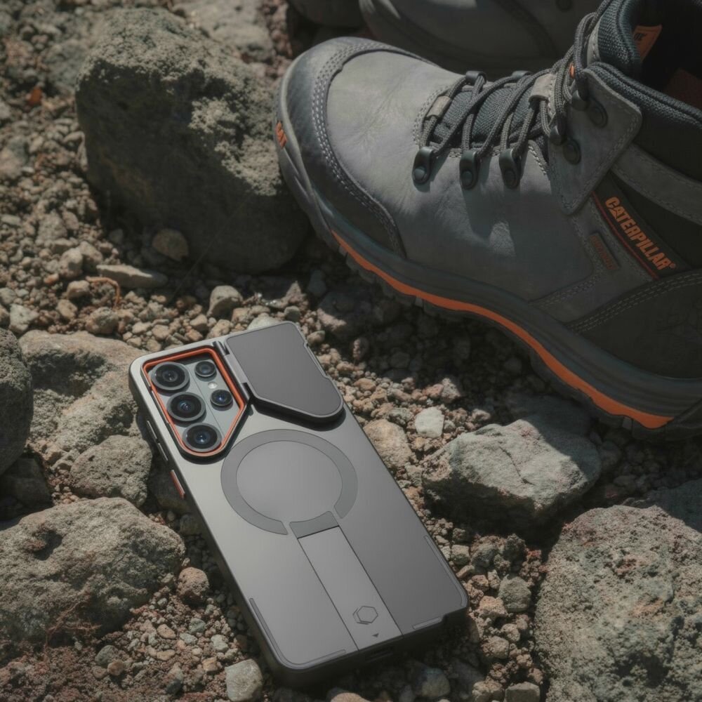 Samsung Galaxy S26 Ultra Tech-Protect Kevlar Aura MagSafe dėklas – juodas ir oranžinis 6