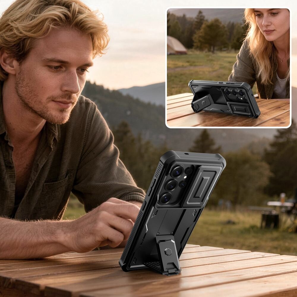 Samsung Galaxy S26 Ultra Tech-Protect Kevlar Cam+ dėklas – juodas 3