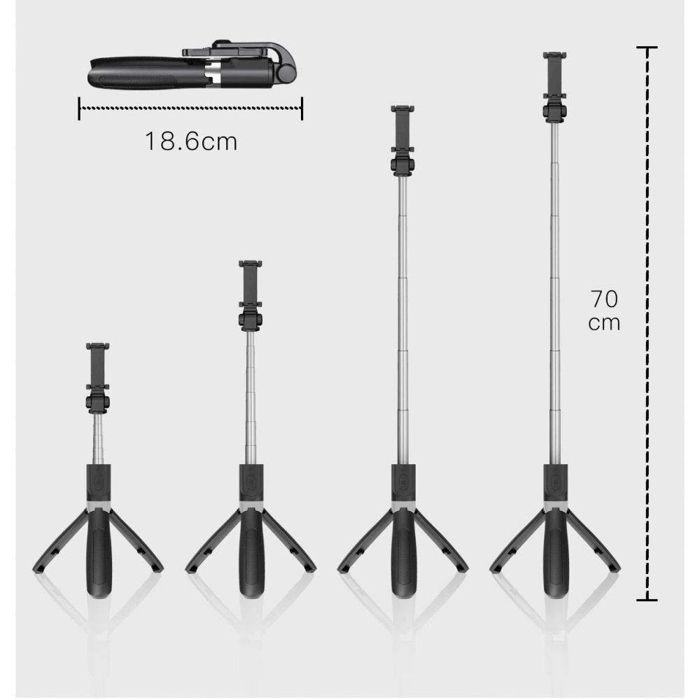 Tech-Protect L01S Bluetooth Asmenukių lazda tripod up to 70cm - Juodas 8 Tech-Protect L01S Bluetooth Asmenukių lazda tripod up to 70cm - Juodas 8