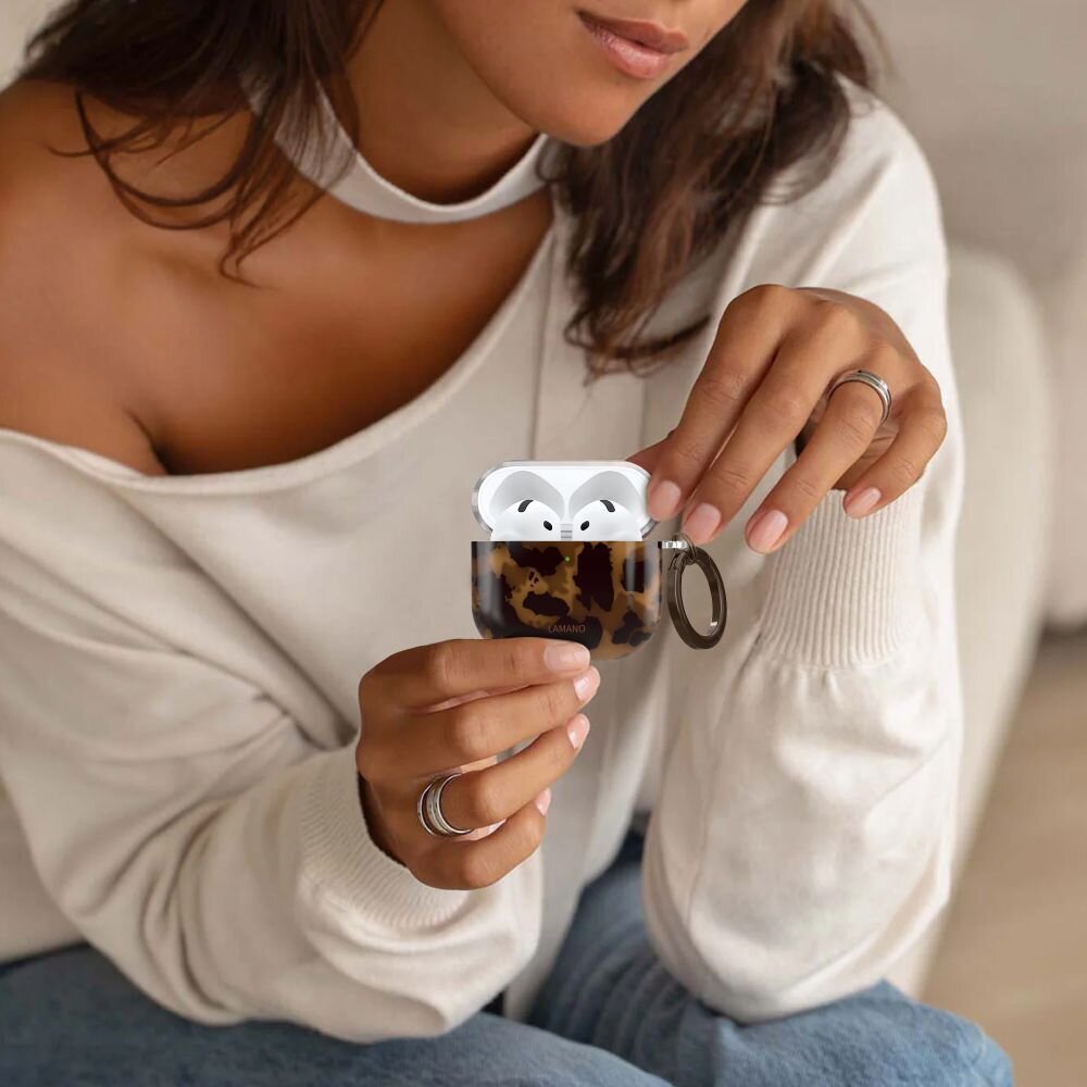 AirPods 4 Tech-Protect Lamano dėklas – rudas / juodas 5