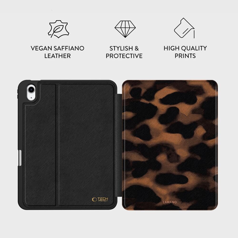 iPad 10.9" (10 kartos, 2022) / iPad 11" (11 kartos, 2025) Tech-Protect Lamano dėklas – rudas / juodas 4