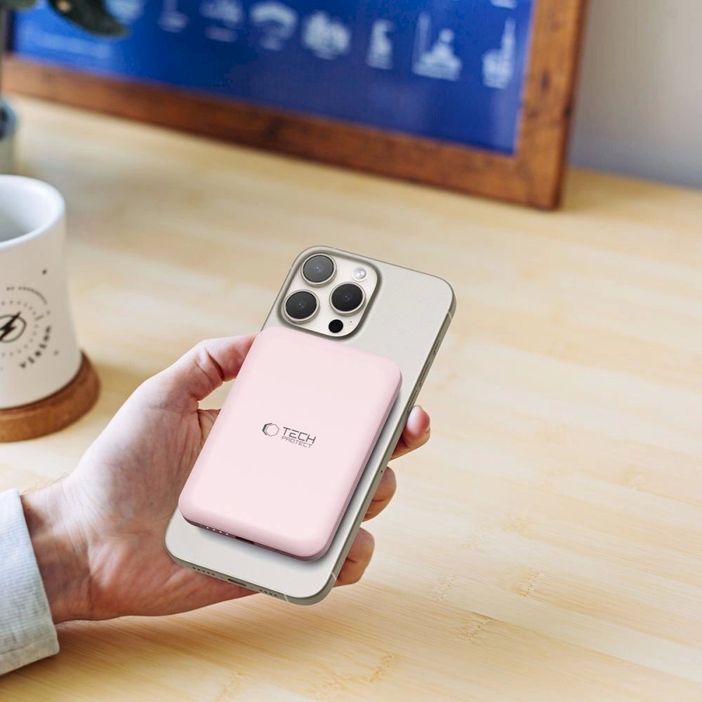 Tech-Protect LifeMag PB10 PowerbankMagSafe 5000mAh 15W USB-C port - Rožinis + USB-C Kabelis 7 Tech-Protect LifeMag PB10 PowerbankMagSafe 5000mAh 15W USB-C port - Rožinis + USB-C Kabelis 7