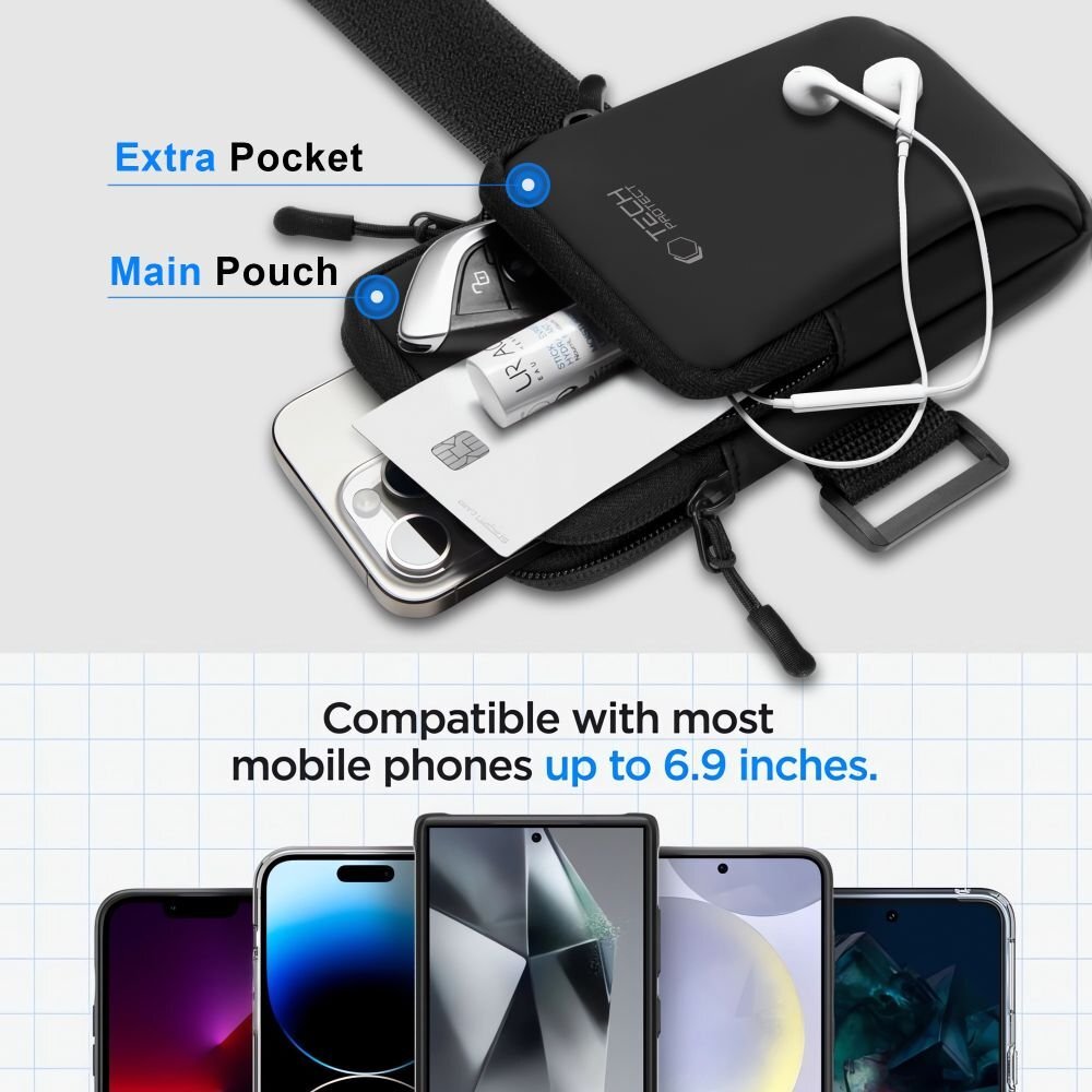 Universalus sportinis dėklas Tech-Protect M7 Armband – juodas 8