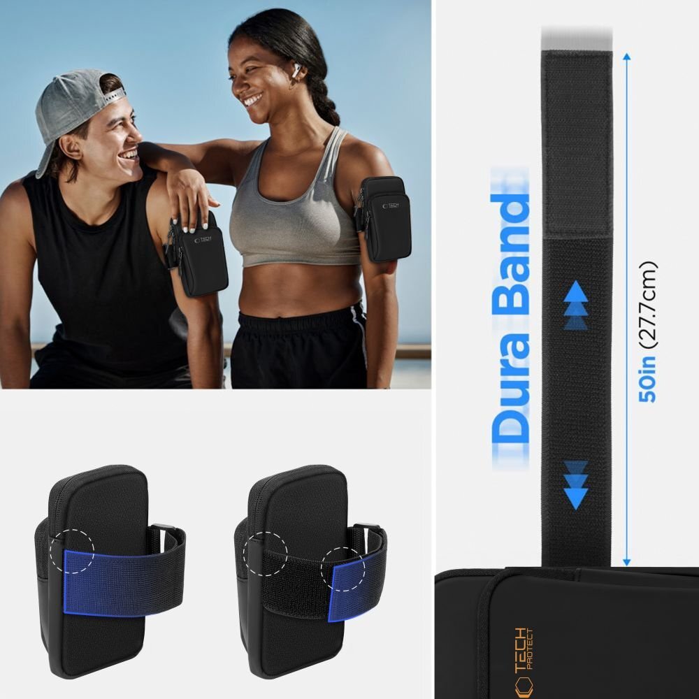 Universalus sportinis dėklas Tech-Protect M7 Armband – juodas ir oranžinis 7 Universalus sportinis dėklas Tech-Protect M7 Armband – juodas ir oranžinis 7