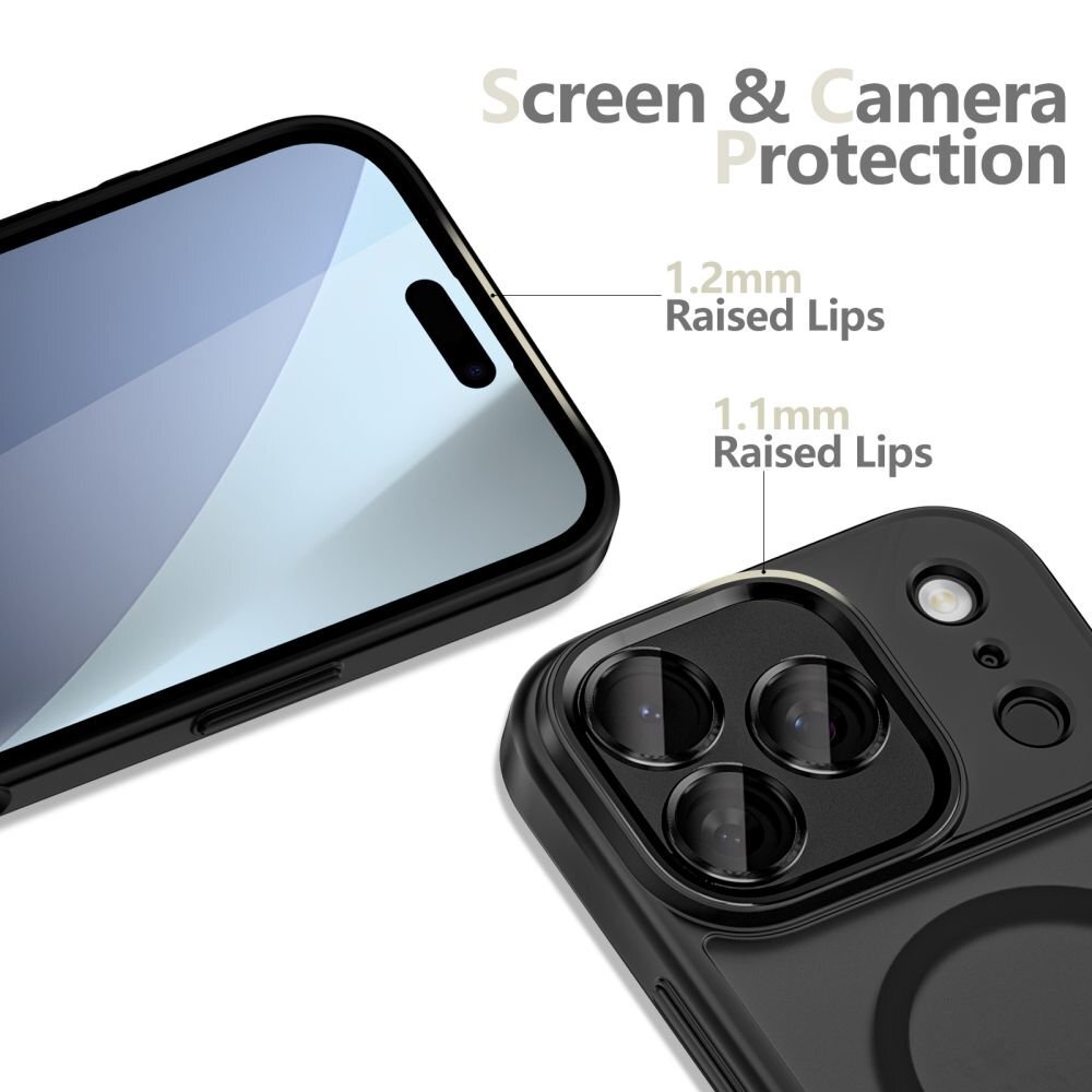 iPhone 17 Pro dėklas Tech-Protect MagCam su MagSafe – matinės juodos spalvos 3