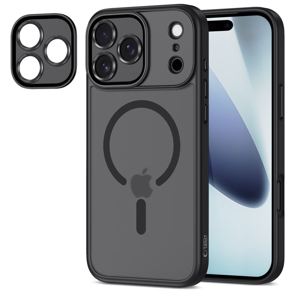 iPhone 17 Pro Max dėklas Tech-Protect MagCam su MagSafe – matinės juodos spalvos 1
