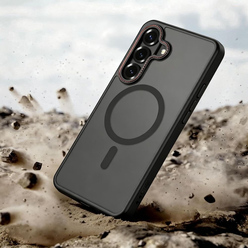 Samsung Galaxy S26+ Tech-Protect MagCam MagSafe dėklas – juodas ir raudonas 5