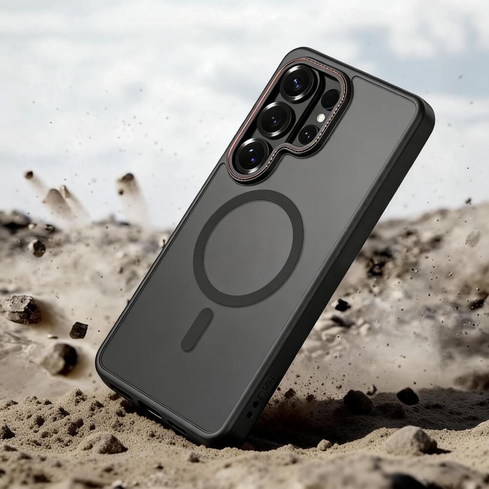 Samsung Galaxy S26 Ultra Tech-Protect MagCam MagSafe dėklas – juodas ir raudonas 5