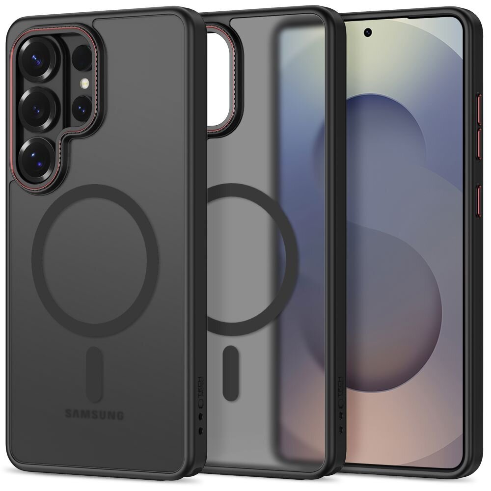 Samsung Galaxy S26 Ultra Tech-Protect MagCam MagSafe dėklas – juodas ir raudonas