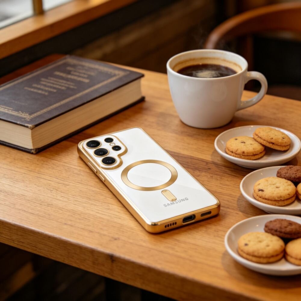 Samsung Galaxy S26 Ultra Tech-Protect MagFlex dėklas – auksinis skaidrus 3