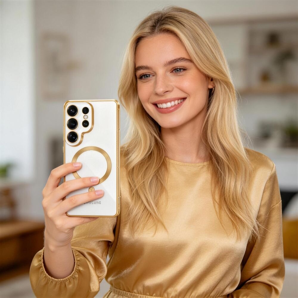 Samsung Galaxy S26 Ultra Tech-Protect MagFlex dėklas – auksinis skaidrus 4