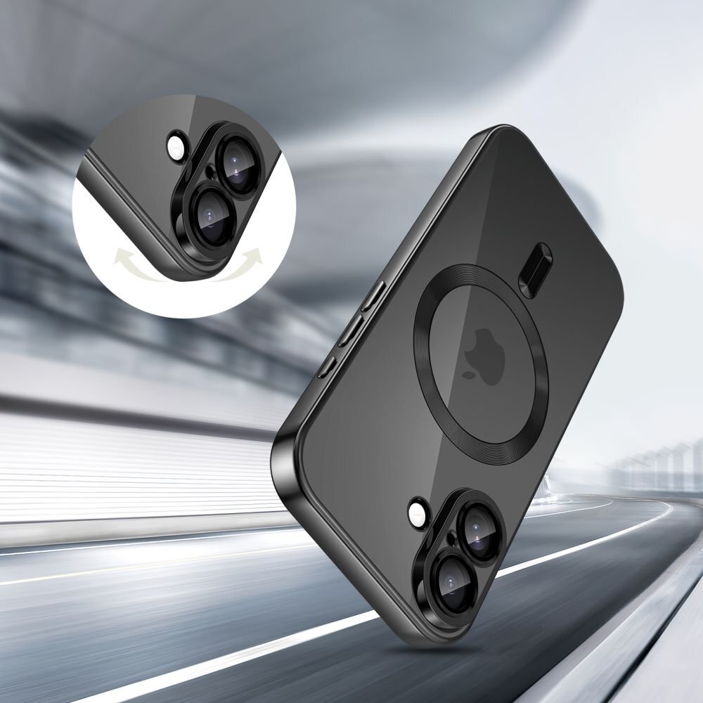 iPhone 17 dėklas Tech-Protect MagFlex su MagSafe – skaidrus juodas 3