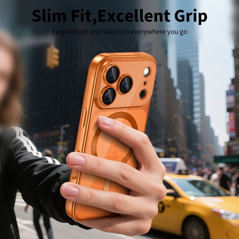 Akcija! iPhone 17 Pro MAX Tech-Protect MagFlex MagSafe dėklas – skaidrus oranžinis  4