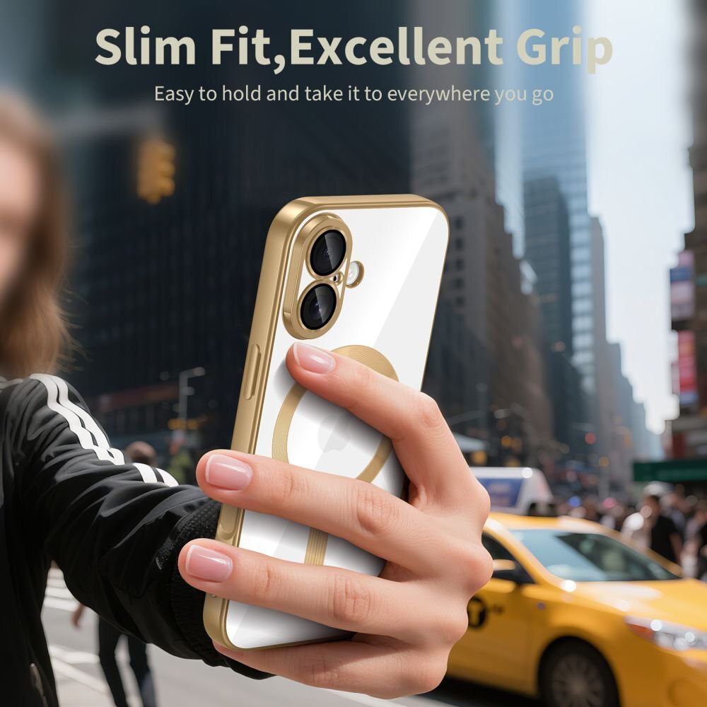 iPhone 17 dėklas Tech-Protect MagFlex su MagSafe – skaidrus auksinis 3