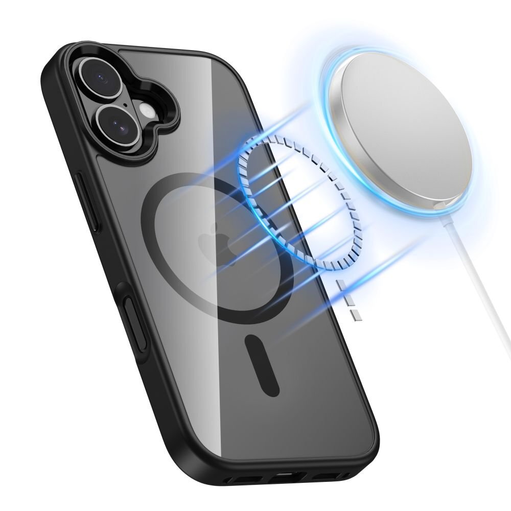 iPhone 17 dėklas Tech-Protect MagMat su MagSafe – juodas, skaidrus 1