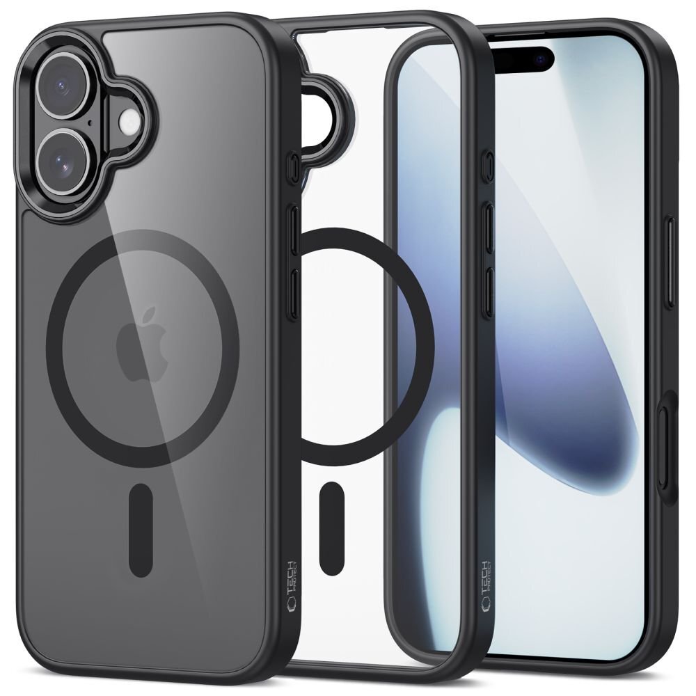 iPhone 17 dėklas Tech-Protect MagMat su MagSafe – juodas, skaidrus iPhone 17 dėklas Tech-Protect MagMat su MagSafe – juodas, skaidrus