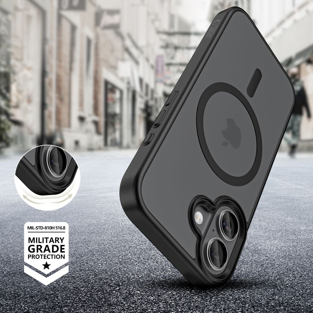 iPhone 17 dėklas Tech-Protect MagMat su MagSafe – matinės juodos spalvos 4