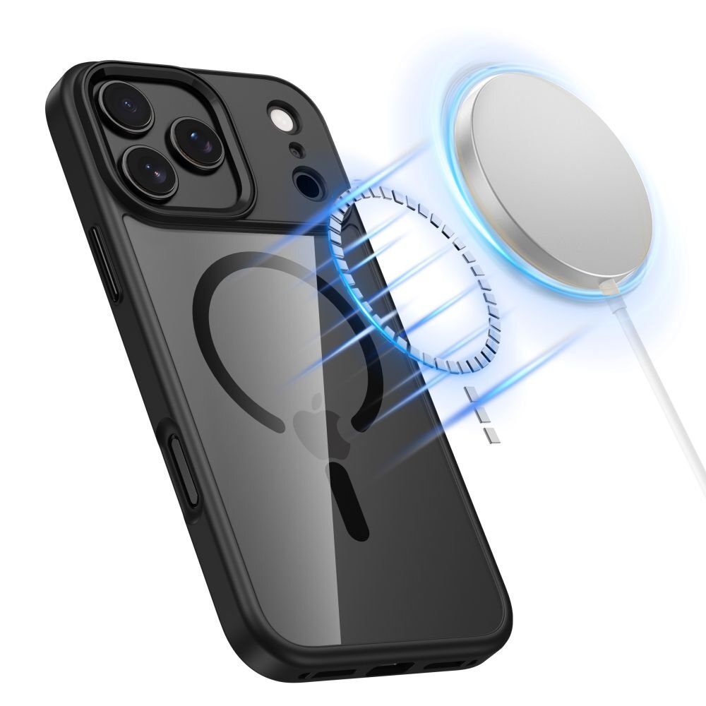 iPhone 17 Pro Max dėklas Tech-Protect MagMat su MagSafe – skaidrus juodas 1