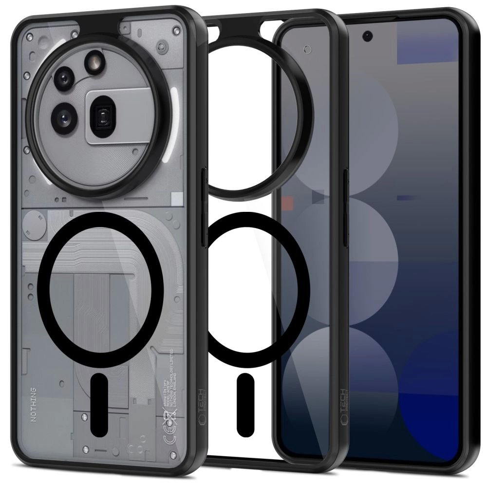 Nothing Phone 3A Pro – Tech-Protect MagMat MagSafe dėklas - Skaidriai juodas Nothing Phone 3A Pro – Tech-Protect MagMat MagSafe dėklas - Skaidriai juodas