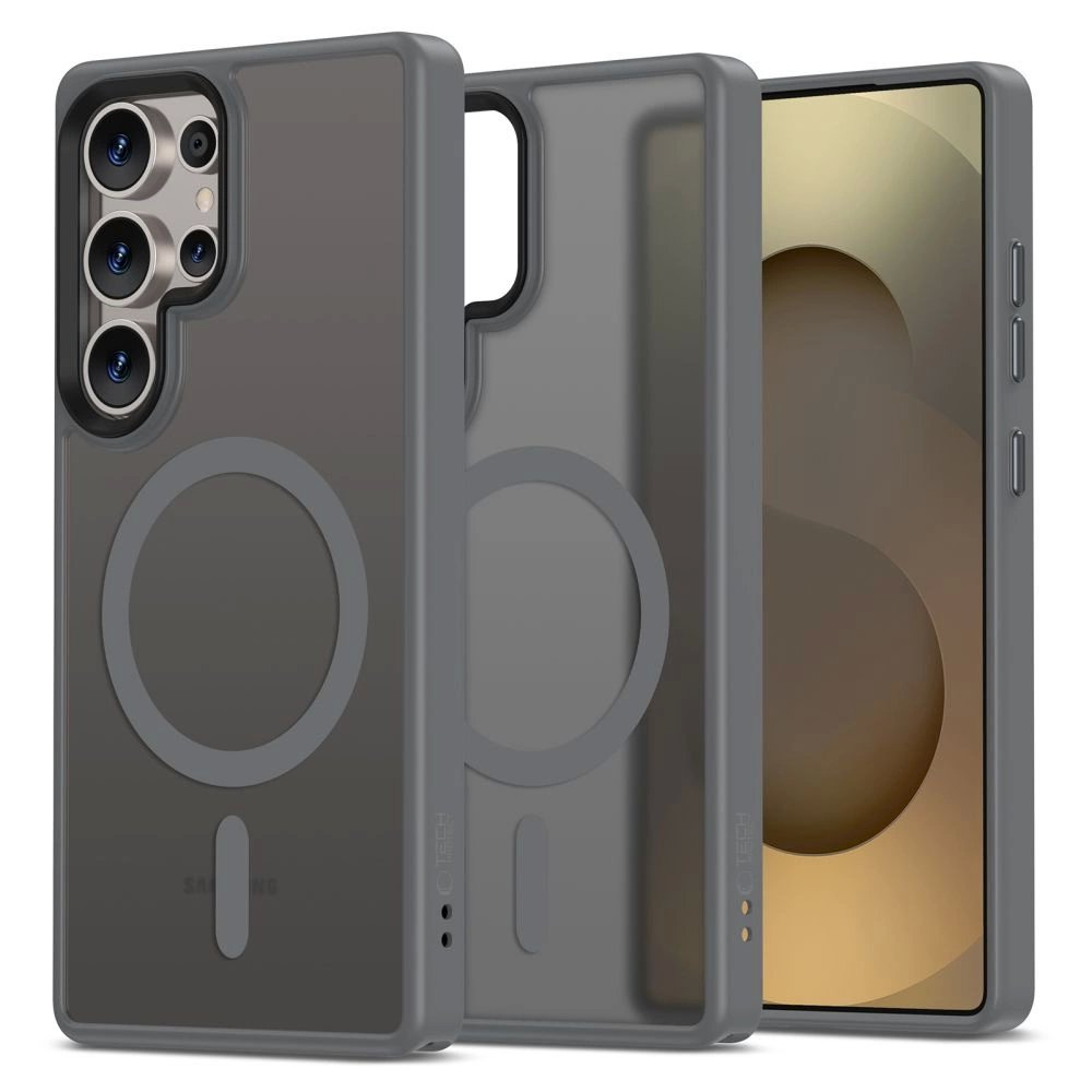 Samsung Galaxy S25 Ultra – Tech-Protect MagMat MagSafe dėklas - Skaidriai pilkas