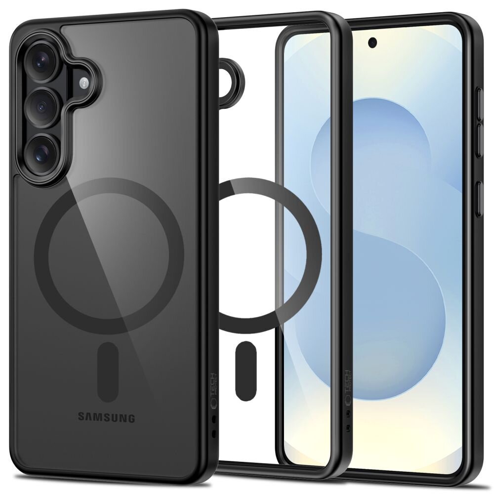 Samsung Galaxy S26 Tech-Protect Magmat MagSafe dėklas – juodas skaidrus Samsung Galaxy S26 Tech-Protect Magmat MagSafe dėklas – juodas skaidrus