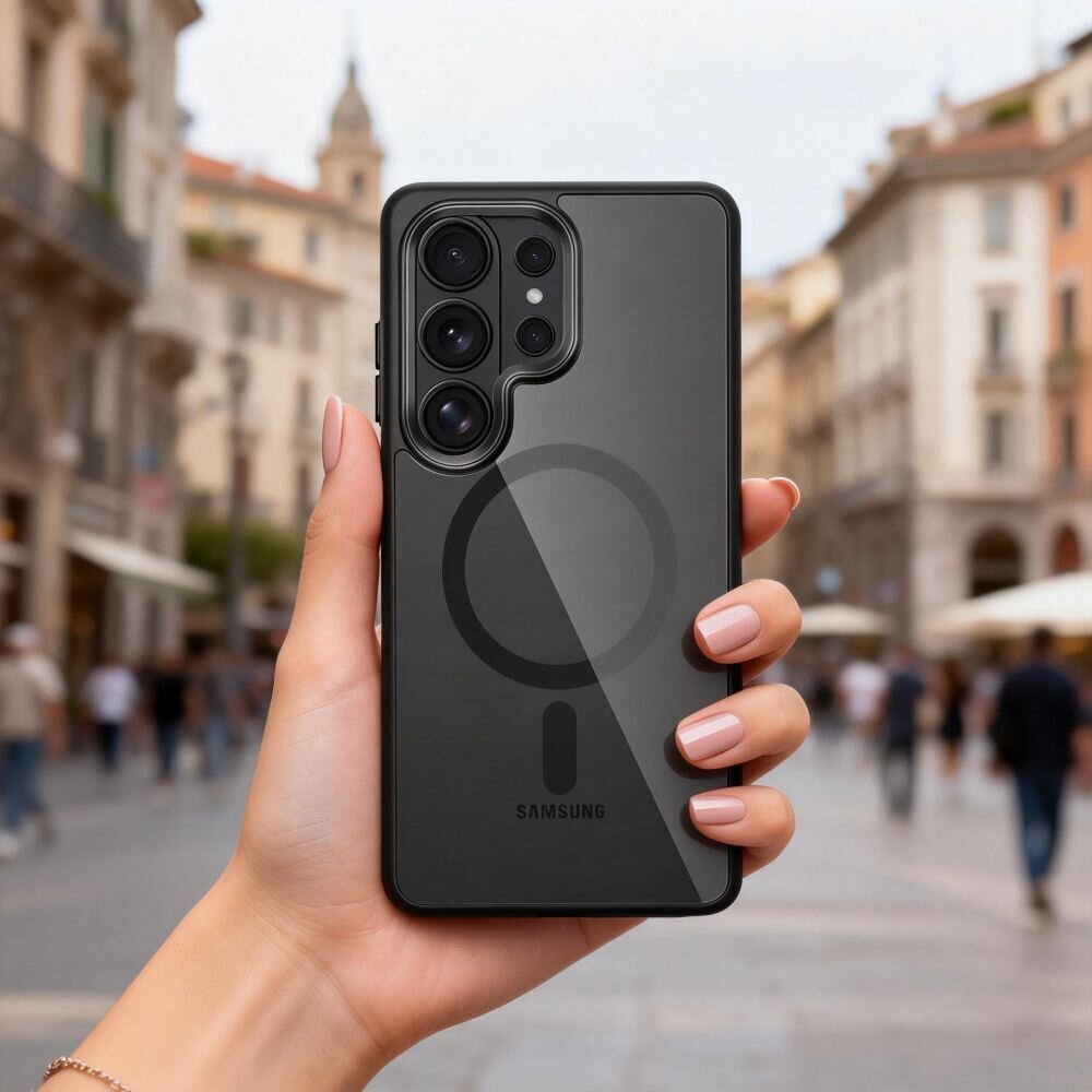 Samsung Galaxy S26 Ultra Tech-Protect Magmat MagSafe dėklas – juodas skaidrus 6