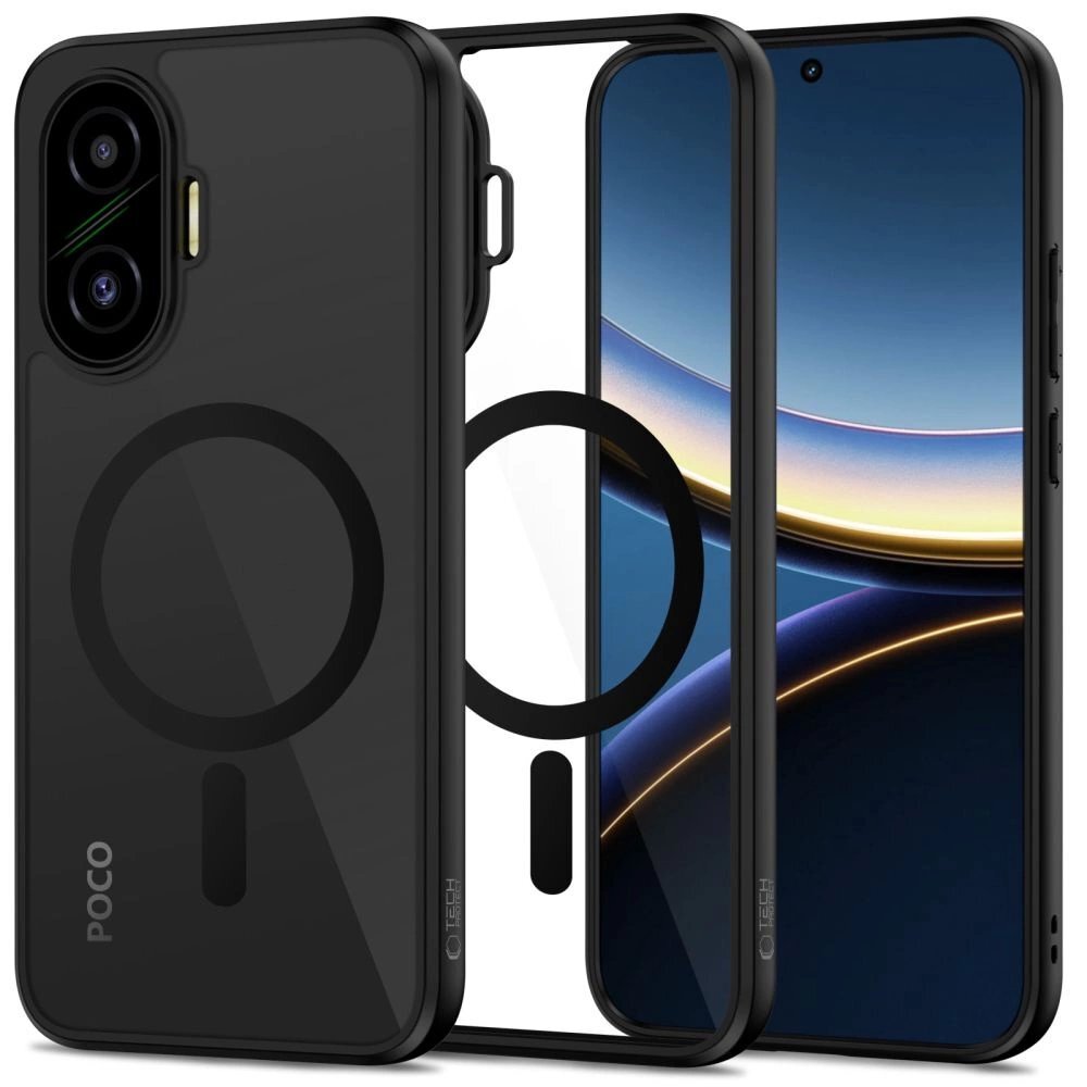 Xiaomi Poco F7 5G dėklas Tech-Protect MagMat MagSafe – juodas ir skaidrus Xiaomi Poco F7 5G dėklas Tech-Protect MagMat MagSafe – juodas ir skaidrus