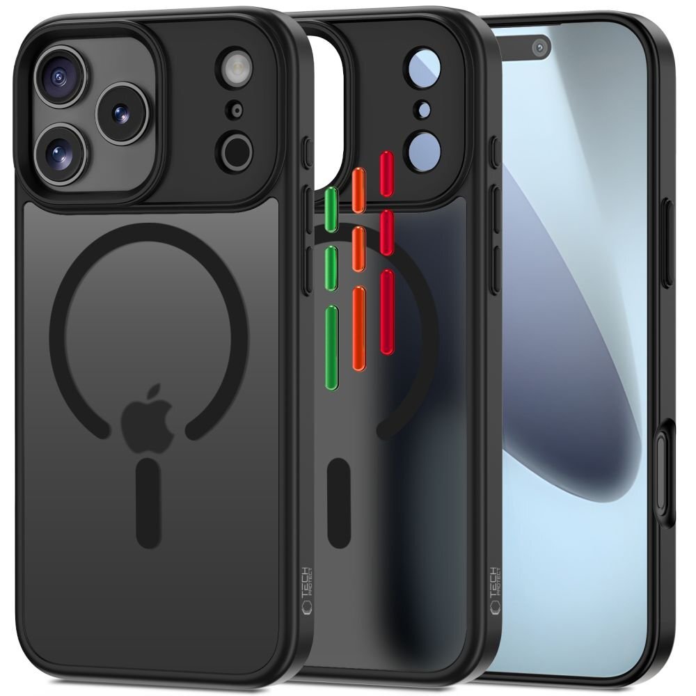 iPhone 17 Pro Max dėklas Tech-Protect MagMat XT 4 dalių su MagSafe – matinės juodos spalvos