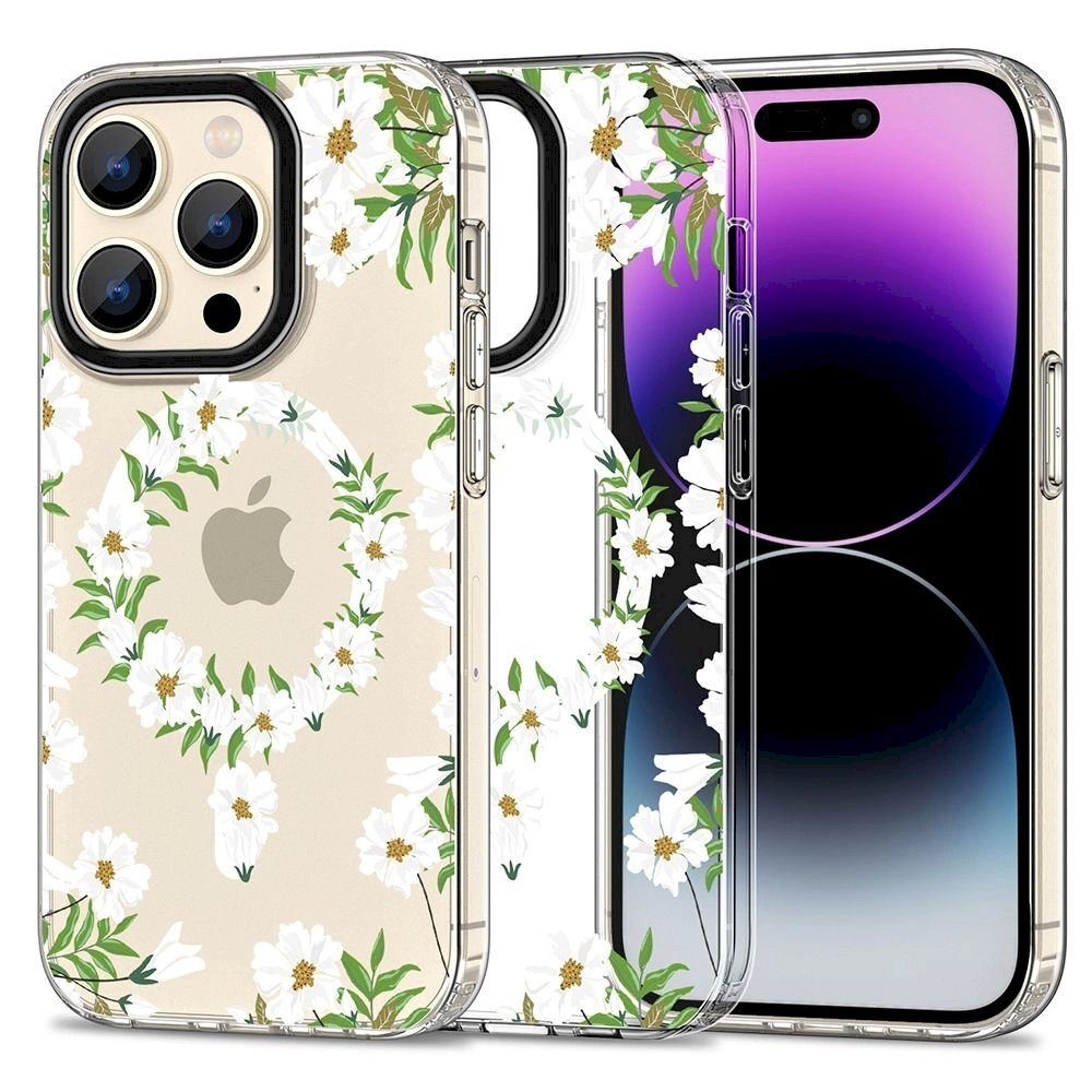Tech-Protect MagMood MagSafe Dėklas iPhone 15 Pro Max - baltas daisies Tech-Protect MagMood MagSafe Dėklas iPhone 15 Pro Max - baltas daisies