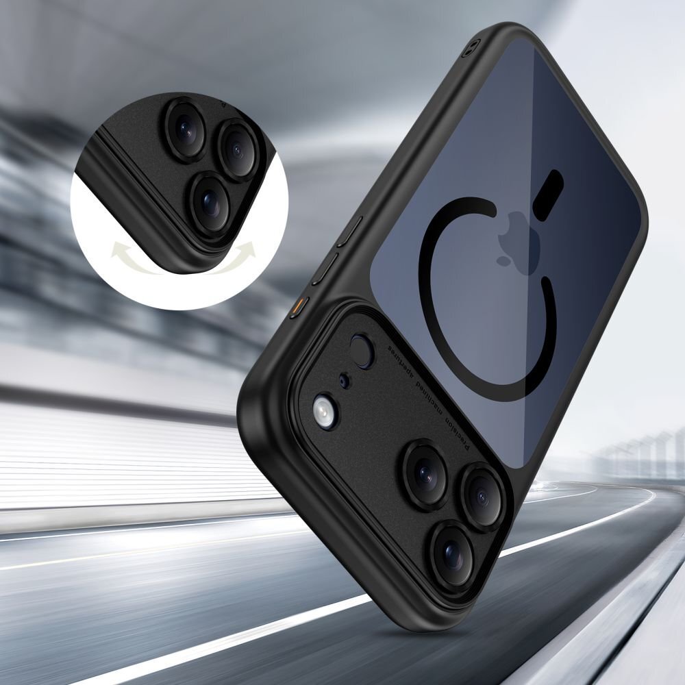 iPhone 17 Pro Tech-Protect MagPeak MagSafe CC dėklas – skaidriai juodas 5