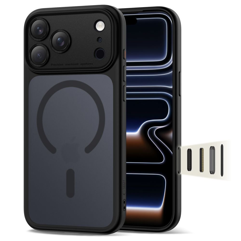 iPhone 17 Pro Tech-Protect MagPeak MagSafe CC dėklas – matinės juodos spalvos iPhone 17 Pro Tech-Protect MagPeak MagSafe CC dėklas – matinės juodos spalvos