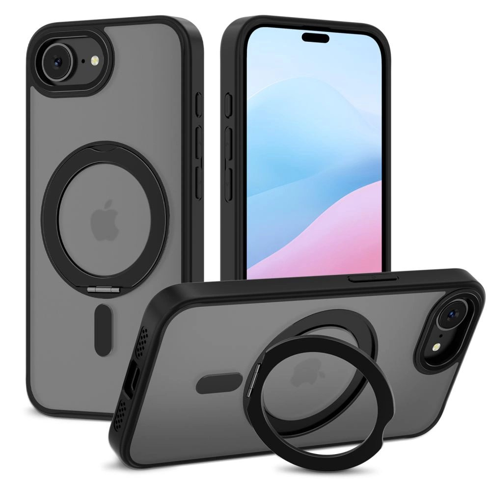 iPhone 16e – Tech-Protect MagRing MagSafe dėklas - Matinis juodas