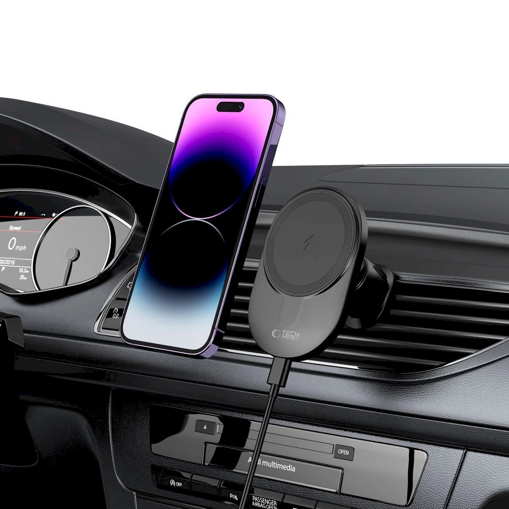 Tech-Protect MM15W-V1 car Telfono laikiklis MagSafe 15W inductive Įkroviklis  air vent - Juodas 3 Tech-Protect MM15W-V1 car Telfono laikiklis MagSafe 15W inductive Įkroviklis  air vent - Juodas 3